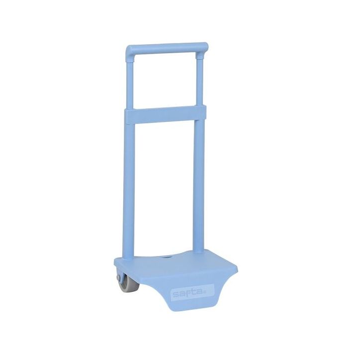 Safta Carro Portamochilas - Sujecion Universal - Material Resistente de Polipropileno - Ruedas de PVC Silenciosas - 18x16x35cm - Color Azul Claro
