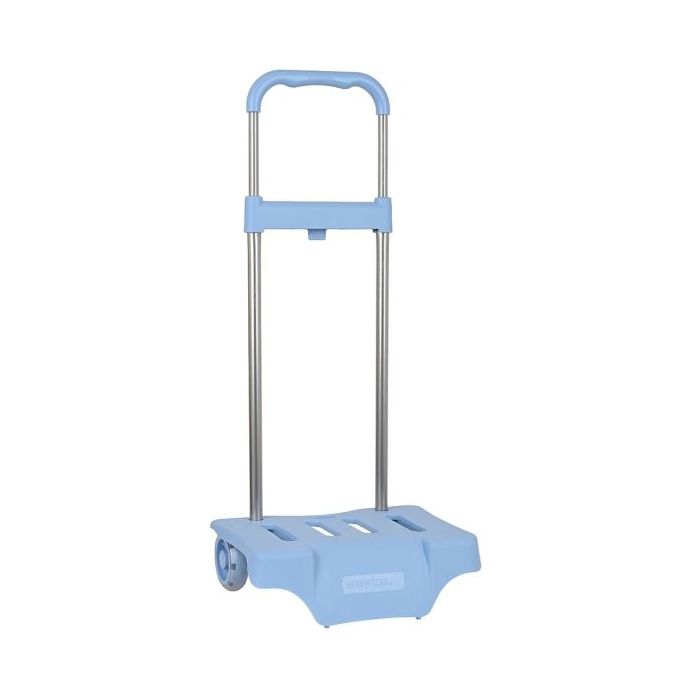Safta Carro Portamochilas - Ruedas Antivibracion - Sistema de Sujecion Universal - Medidas Compactas - Material Resistente - 32x16x44cm - Color Azul Claro