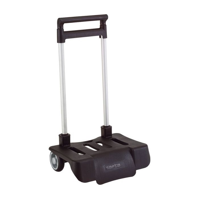 Safta Carro Portamochilas - Sistema Plegable - Ruedas Silenciosas - Sistema Antivuelco - Medidas Abiertas - Peso Ligero - Sistema Universal - 32x16x44cm - Color Negro