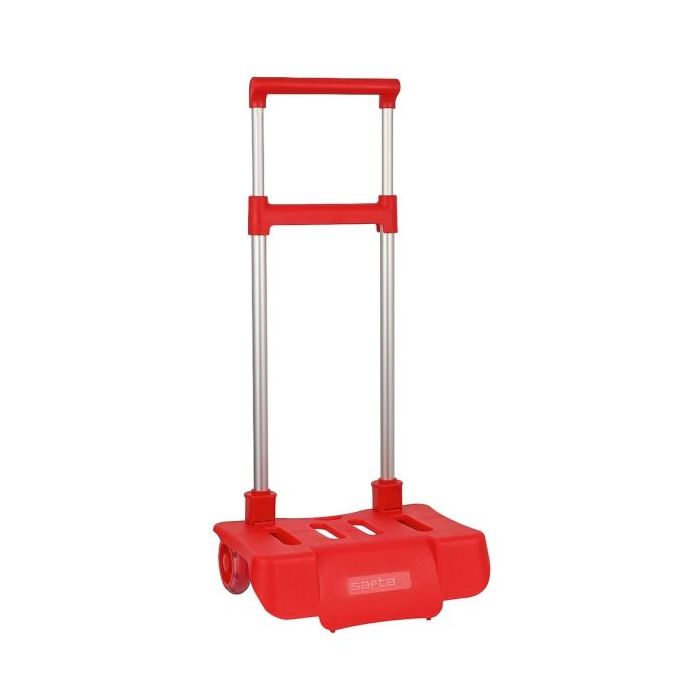 Safta Carro Portamochilas - Plegable - Ruedas Silenciosas - Cubierta de Goma - Sistema Antivuelco - Universal - 30x23x85cm - Color Rojo