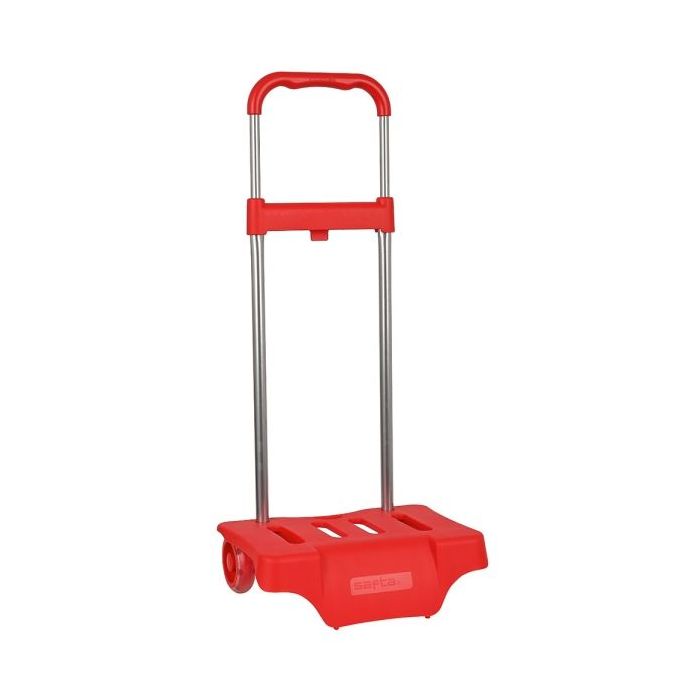 Safta Carro Portamochilas - Acero Pintado - Ruedas Silenciosas - Compacto Cerrado - Extensible Altura - Variada - Facil de Transportar - 300x230x525mm - Color Rojo