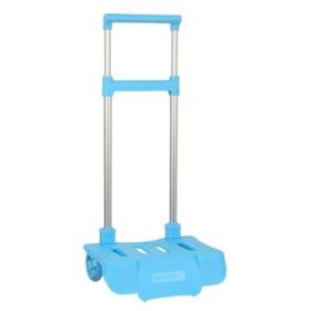 Safta Carro Portamochilas - Ruedas Silenciosas - Cubierta Protectora - Seguridad Antivuelco - Sujecion Universal - 30x23x85cm - Color Azul Claro