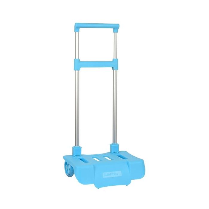 Safta Carro Portamochilas - Ruedas Silenciosas - Cubierta Protectora - Seguridad Antivuelco - Sujecion Universal - 30x23x85cm - Color Azul Claro