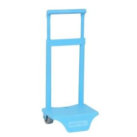 Safta Carro Portamochilas - Sujecion Universal - Material Polipropileno Resistente - Ruedas de PVC - 18x16x35cm - Color Azul Claro