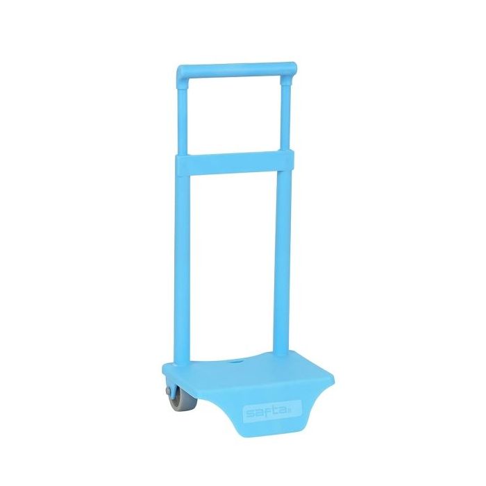 Safta Carro Portamochilas - Sujecion Universal - Material Polipropileno Resistente - Ruedas de PVC - 18x16x35cm - Color Azul Claro