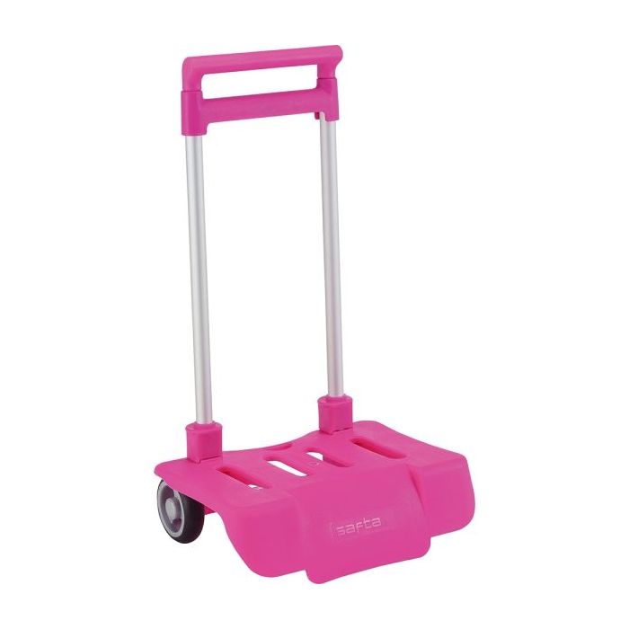 Safta Carro Portamochilas - Ruedas Antivibracion - Plegable y Compacto - Sistema Antivuelco - Material Resistente - Modelo Patentado - 32x16x44cm - Color Rosa