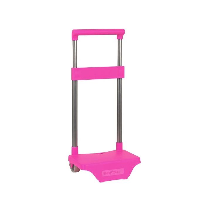 Safta Carro Portamochilas - Sujecion Universal - Estructura de Acero - Ruedas de PVC - Medidas Abiertas y Cerradas - Modelo Patentado - 22x17x40cm - Color Rosa