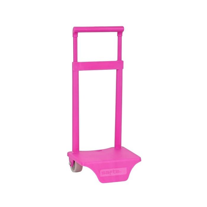 Safta Carro Portamochilas - Sujecion Universal - Material Polipropileno - Ruedas de PVC - 18x16x35cm - Color Rosa