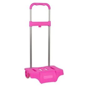 Safta Carro Portamochilas - Compacto y Resistente - Ruedas Silenciosas - Ajustable en Altura - Facil de Almacenar - 300x230x850mm - Color Rosa