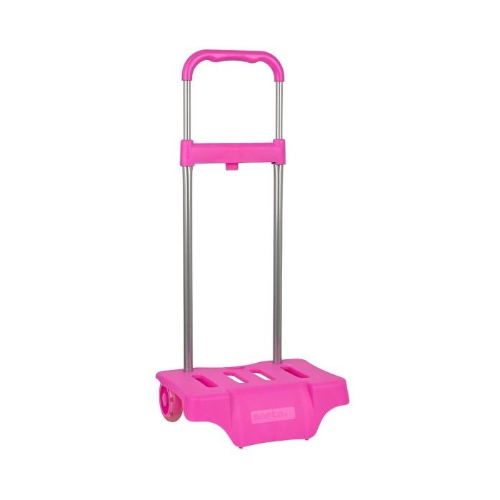 Safta Carro Portamochilas - Compacto y Resistente - Ruedas Silenciosas - Ajustable en Altura - Facil de Almacenar - 300x230x850mm - Color Rosa