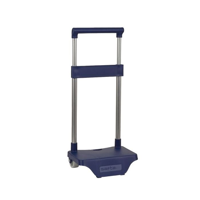 Safta Carro Portamochilas - Sujecion Universal - Material Resistente - Ruedas de PVC - 26x10x34cm - Color Azul Marino