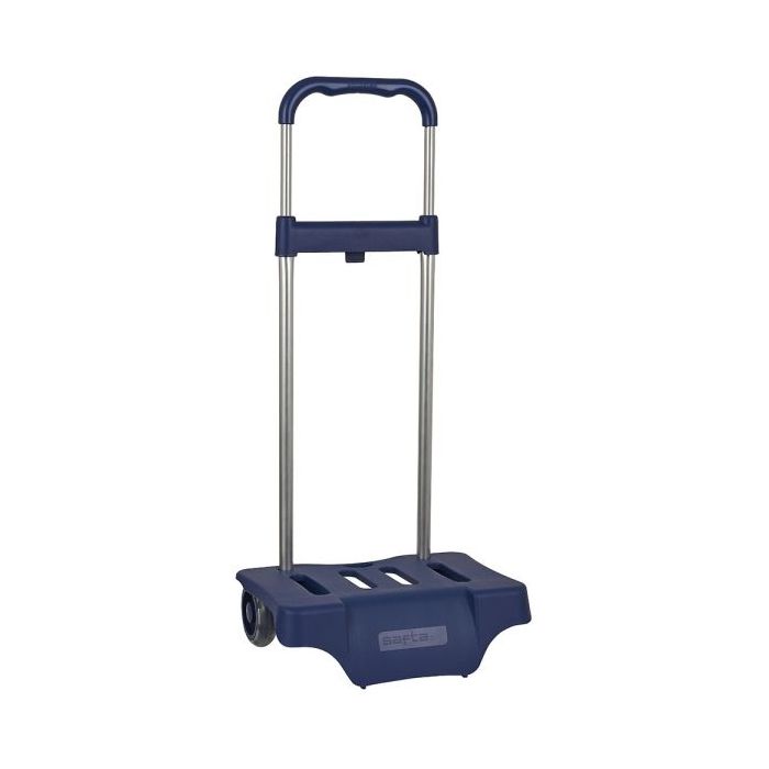 Safta Carro Portamochilas - Ruedas Silenciosas - Alta Capacidad - Facil Apertura - Resistente Estructura - Compacto Cerrado - 300x230x525mm - Color Azul Marino