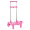 Safta Carro Portamochilas - Ruedas Antivibracion - Cubierta de Goma Transparente - Sujecion Universal - 32x16x44cm - Color Rosa