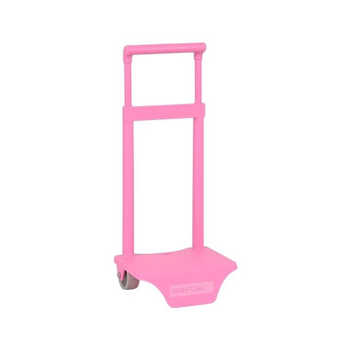 Safta Carro Portamochilas - Sujecion Universal - Material Resistente - Ruedas de PVC - 18x16x35cm - Color Rosa