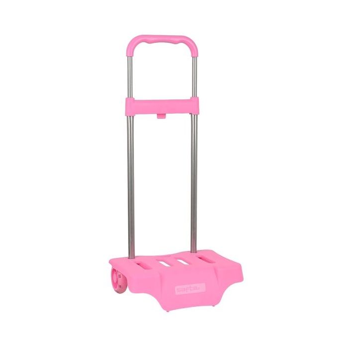 Safta Carro Portamochilas - Ruedas Antivibracion - Sistema de Sujecion Universal - Medidas Compactas - 32x16x44cm - Color Rosa