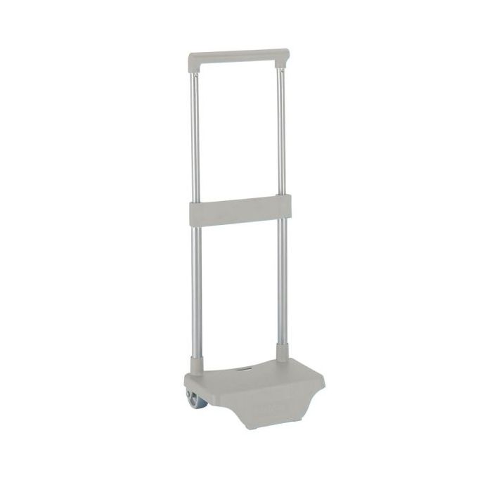 Safta Carro Portamochilas - Sujecion Universal - Material Resistente (Polipropileno) - Estructura de Acero Pintado - Ruedas de PVC Duraderas - 26x10x34cm - Color Gris