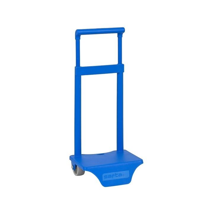 Safta Carro Portamochilas - Sujecion Universal - Material Resistente de Polipropileno - Ruedas de PVC Silenciosas - 18x16x35cm - Color Azul