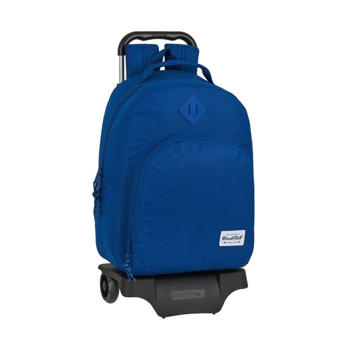 Safta Blackfit8 Oxford Mochila con Carro - Bolsillo Frontal - Tirador Doble - Hombreras Ergonomicas - Asa Forrada - Mochila Extraible - Ruedas de Goma - 320x150x420mm - Color Azul Oscuro