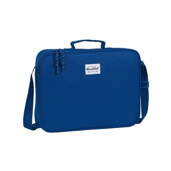 Safta Blackfit8 Oxford Maletin con Cremallera - Bandolera Ajustable - Asa Forrada - Doble Tirador Cremallera - Fondo Semirigido - 6L - 380x60x280mm - Color Azul Oscuro