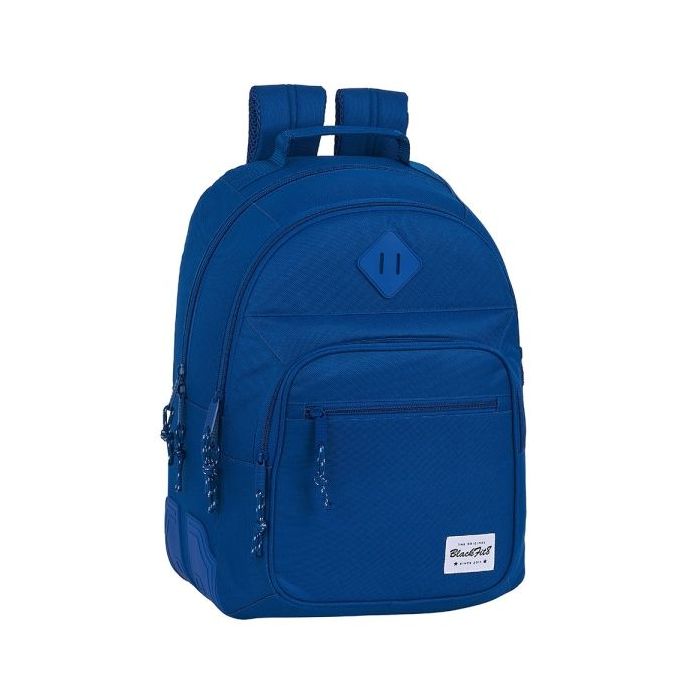 Safta Blackfit8 Oxford Mochila con 2 Compartimentos - Antirozaduras - Adaptable a Carro - Bolsillo Frontal - Portabotellas - Tirador Doble - Hombreras Ergonomicas - 320x150x420mm - Color Azul Oscuro