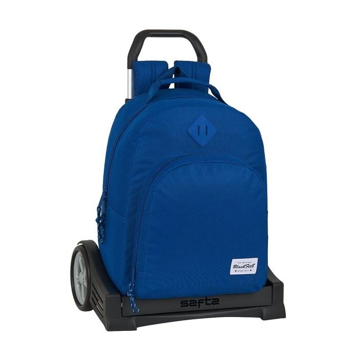Safta Blackfit8 Oxford Mochila con Carro - Tirador Doble - Bolsillo Grande - Hombreras Acolchadas - Mochila Extraible - Carro Reforzado - Ruedas Antivibracion - 320x150x420mm - Color Azul Oscuro