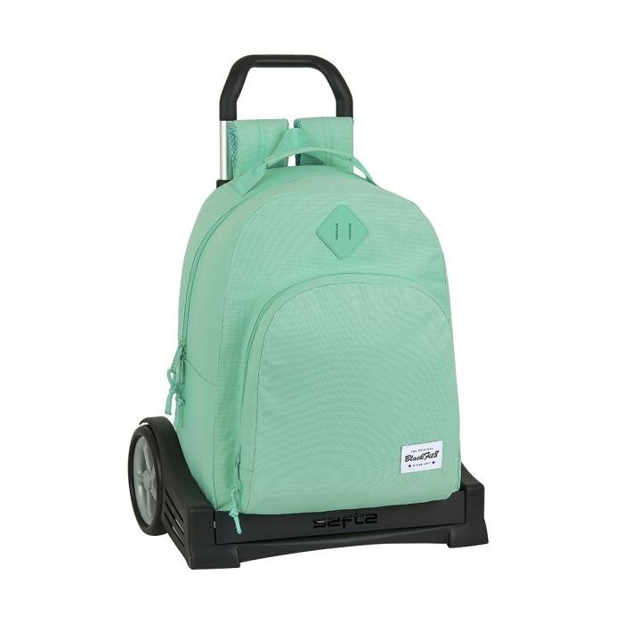 Safta Blackfit8 Mochila con Carro - Tirador Doble - Hombreras Ergonomicas - Mochila Extraible - Ruedas Antivibracion - 320x150x420mm - Color Turquesa