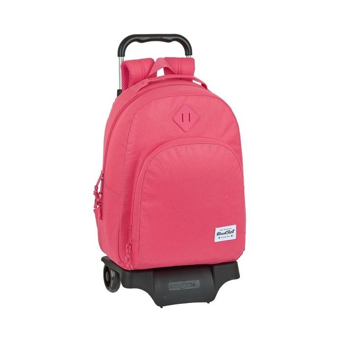 Safta Blackfit8 Fresa Mochila con Carro - Bolsillo Frontal - Doble Tirador en Cremallera - Hombreras Ergonomicas - Asa Forrada - Mochila Extraible - Ruedas de Goma - 320x150x420mm - Color Rosa