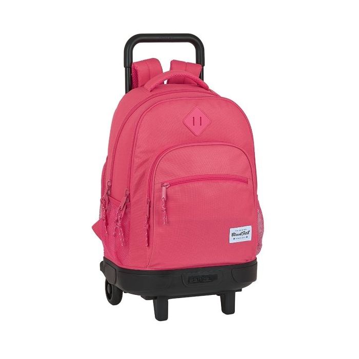 Safta Blackfit8 Fresa Mochila con Carro - Extraible - Bolsillo Frontal - Bolsillo Lateral - Tirador Doble - Hombreras Acolchadas - Tarjeta ID - Bandeja PVC - 33L - 330x220x450mm - Color Rosa