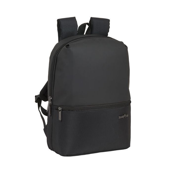 Safta Business Mochila para Portatil hasta 14.1" - Doble Tirador - Bolsillo Frontal - Hombreras Ergonomicas - Espalda Acolchada - Cinta para Maletas - Asa Superior - 280x130x400mm - Color Negro