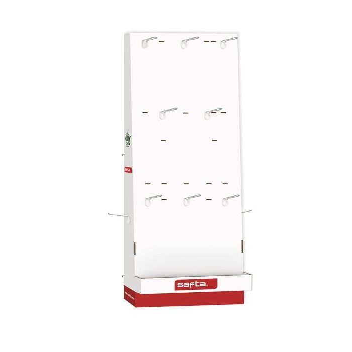 Safta Expositor Vacio con 10 Ganchos - Estructura Robusta - 650x280x1580mm - Color Blanco