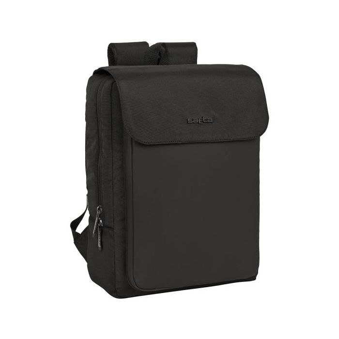 Safta Business Mochila para Portatil hasta 13.3" - Cierre Doble - Conector USB - Correas Acolchadas y Transpirable - Espalda Acolchada Ergonomica - Cinta para Maleta - Asa Superior - Color Negro