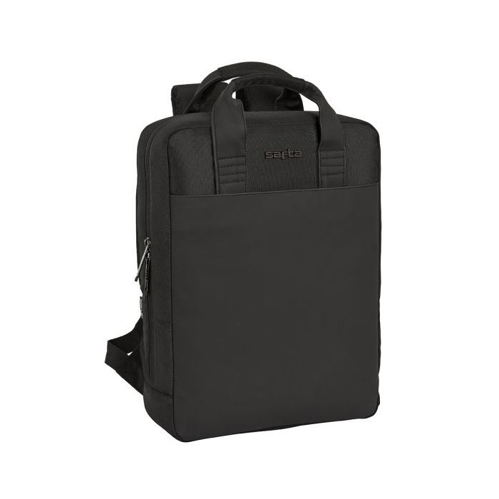 Safta Business Mochila para Portatil hasta 13.3" - Bolsillo Interior - Conector USB - Espalda y Hombreras Acolchadas - Cintas Ajustables - Cinta para Maleta - Asa Superior - Color Negro