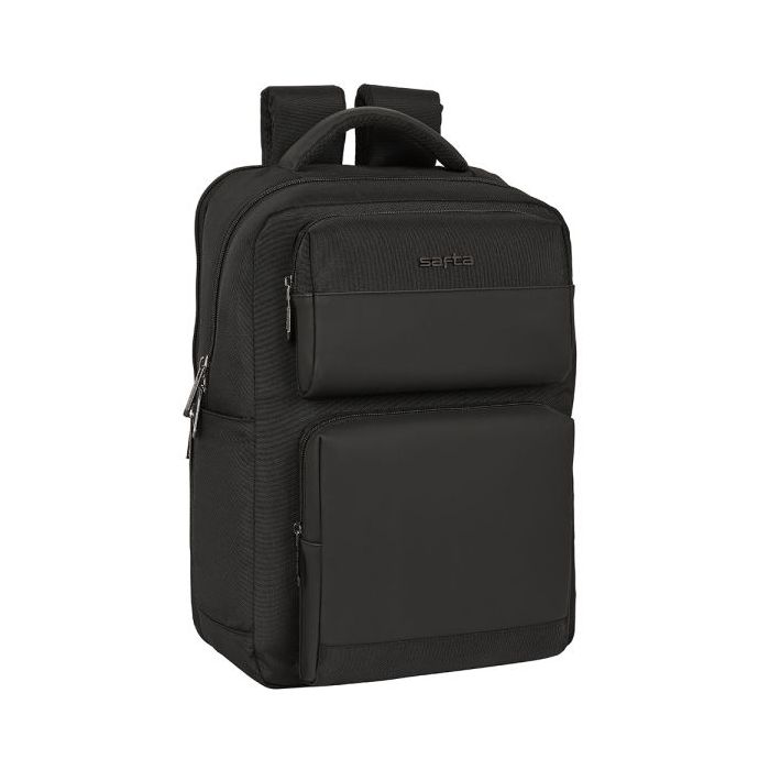 Safta Business Mochila para Portatil hasta 15.6" - Conector USB - Bolsillo Portabotellas - Bolsillo Antirrobo - Bolsillos Frontales - Acolchado - Hombreras Acolchadas y Transpirable - Color Negro