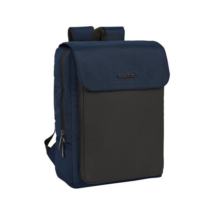 Safta Business Mochila para Portatil hasta 13.3" - Cierre Doble - Conector USB - Rejilla Transpirable - Cinta para Maleta - Asa Superior - 13.6L - 290x120x390mm - Color Azul Marino