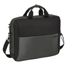 Safta Business Maletin para Portatil hasta 15.6" - Conector USB - Bolsillo Trasero Oculto - Bandolera Ajustable - Asas Forradas - Cinta para Maletas - 410x90x330mm - Color Gris Oscuro