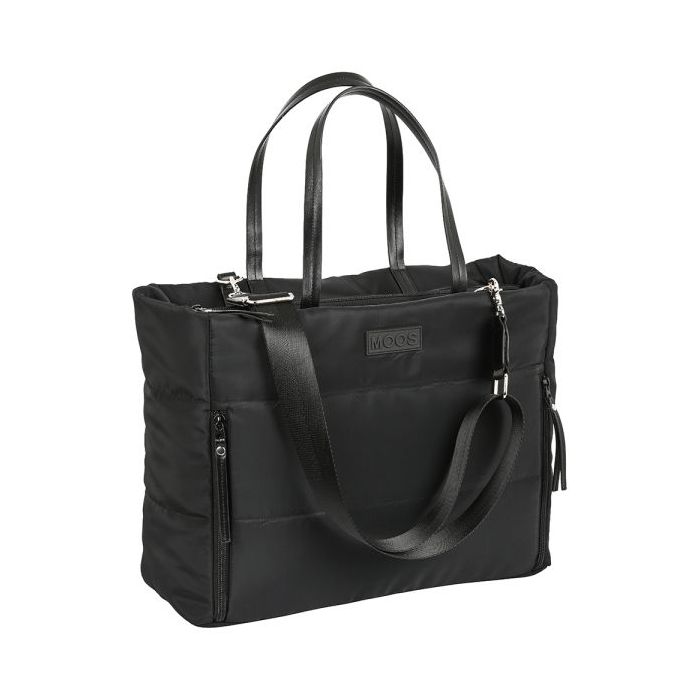 Safta Moos Capsula Maletin para Portatil hasta 14.1" - Cremallera - Interior Acolchado - Bolsillo Interior - Bolsillos Frontales - Hombrera Ajustable - 28.46L - 400x170x310mm - Color Negro