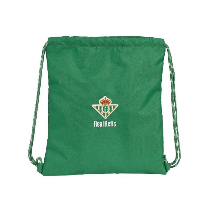 Safta Real Betis Balompie Saco Plano - Bolsillo Interior con Cremallera - Cierre con Cordones - Material Reciclado - 5L - Ligero y Resistente - Ideal para Uso Diario - 350x10x400mm - Color Verde