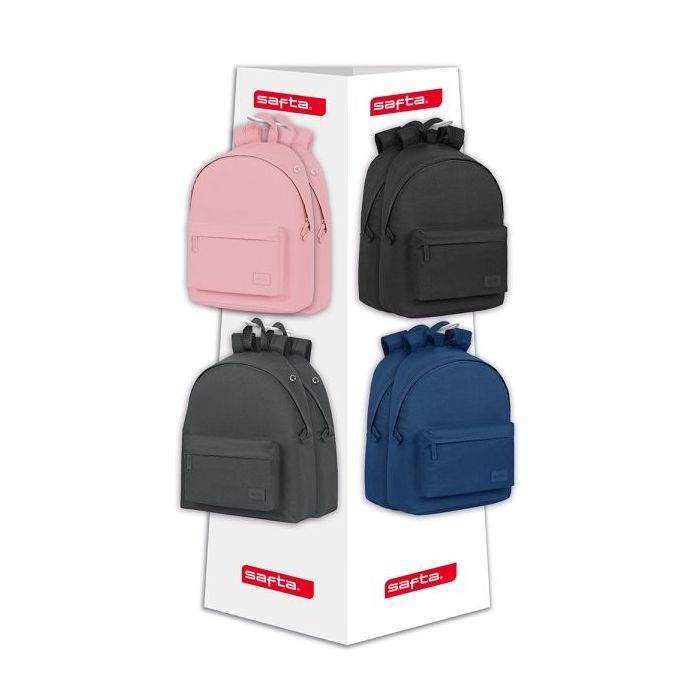 Safta Expositor con 8 Ganchos para Mochilas - Carton Reciclado - Ecologico y Sostenible - Facil de Montar - Resistente y Duradero - Colores Surtidos