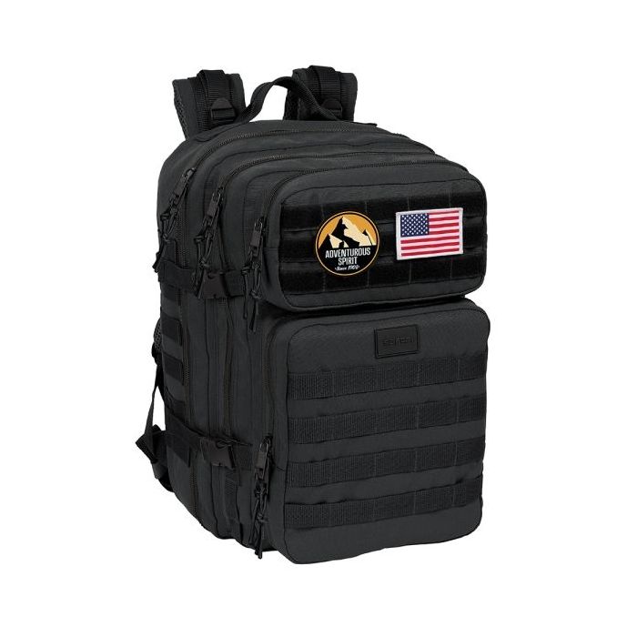 Safta Basic Mochila para Portatil hasta 15.6" - Cremalleras Bidireccionales - Bolsillos Frontales - Parches Extraibles - Cintas Regulables - 33.12L - 300x230x480mm - Color Negro