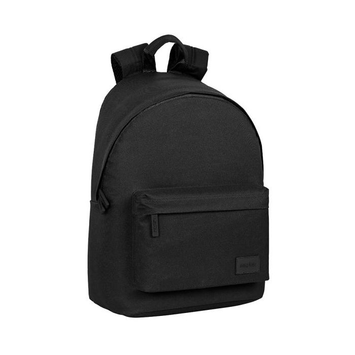 Safta Basic Mochila para Portatil hasta 14.1" - Bolsillo para Tablet - Tirador Doble - Hombreras Ergonomicas - Espalda Acolchada y Transpirable - Asa de Mano Forrada - 20L - 310x160x410mm - Color Negro
