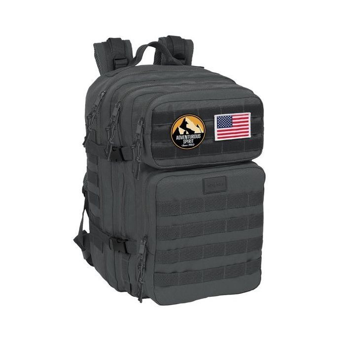 Safta Basic Mochila para Portatil hasta 15.6" - Cremalleras Bidireccionales - Bolsillos Frontales - Parches Extraibles - Cintas Regulables - 33.12L - 300x230x480mm - Color Gris