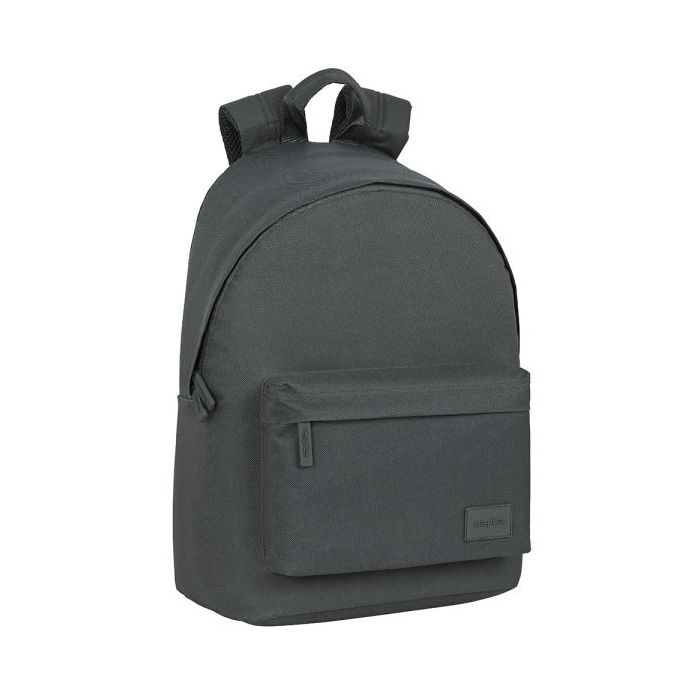 Safta Basic Mochila para Portatil hasta 14.1" - Bolsillo para Tablet - Tirador Doble - Hombreras Ergonomicas - Espalda Acolchada - Asa de Mano Forrada - 20L - 310x160x410mm - Color Gris