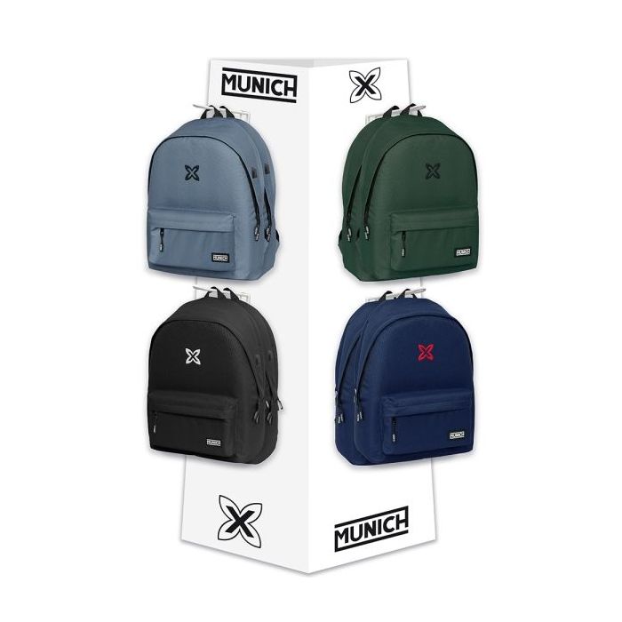 Safta Munich Basicos Expositor con 8 Ganchos para Mochilas - Carton Reciclado - Colores Surtidos