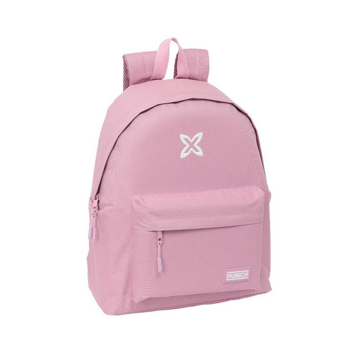 Safta Munich Basicos Mochila - Bolsillo Frontal - Hombreras Acolchadas - Espalda Acolchada - Doble Tirador - Asa Superior - 20.8L - 330x150x420mm - Color Rosa