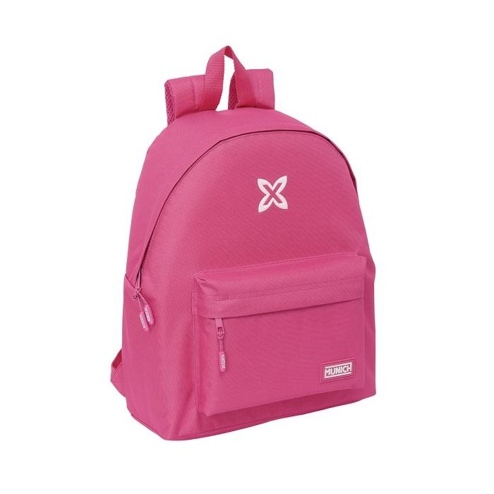 Safta Munich Basicos Fucsia Mochila - Bolsillo Frontal - Hombreras Acolchadas - Doble Tirador en Cremallera - Asa Superior - 20.8L - 330x150x420mm - Color Rosa