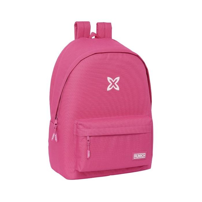 Safta Munich Basicos Fucsia Mochila para Portatil hasta 15.6" - Antirrobo - Conector USB - Base Acolchada - Bolsillo Frontal - Hombreras Ergonomicas - 24.55L - 310x180x440mm - Color Rosa