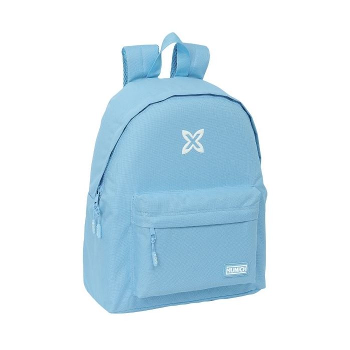 Safta Munich Basicos Mochila - Bolsillo Frontal - Hombreras Acolchadas - Espalda Ergonomica - Doble Tirador - Asa Superior - 20.8L - 330x150x420mm - Color Azul Claro