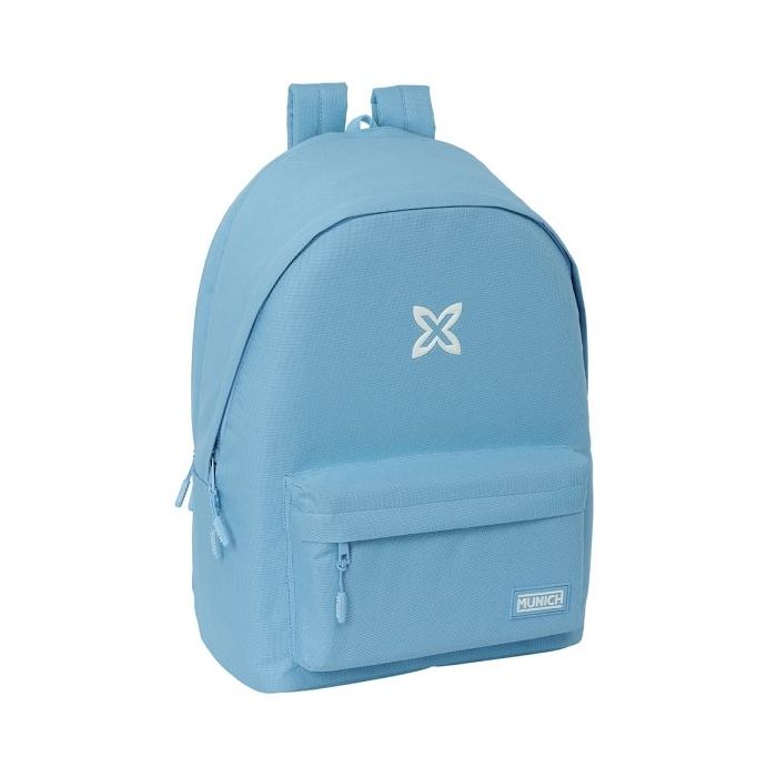 Safta Munich Basicos Mochila para Portatil hasta 15.6" - Alojamiento Antirrobo - Conector USB - Base Acolchada - Bolsillo Frontal - Hombreras Ergonomicas - 310x180x440mm - Color Azul Claro