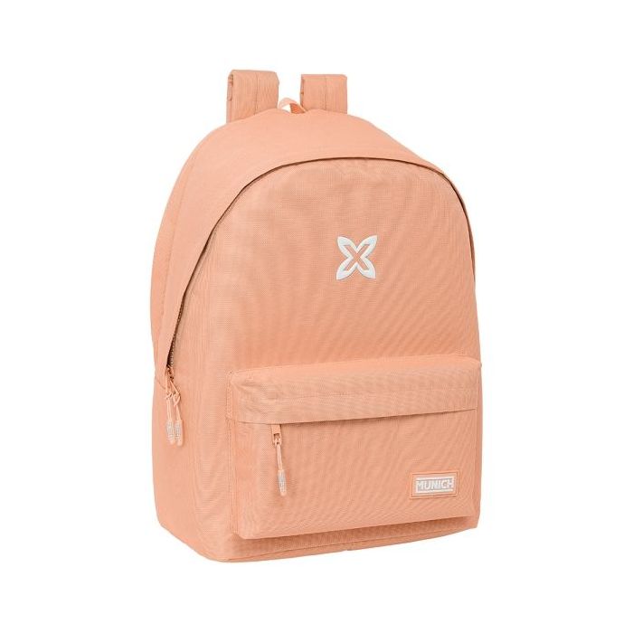 Safta Munich Basicos Peach Mochila para Portatil hasta 15.6" - Bolsillo Frontal - Conector USB - Base Acolchada - Hombreras Ergonomicas - Asa Superior - 24.55L - 310x180x440mm - Color Naranja