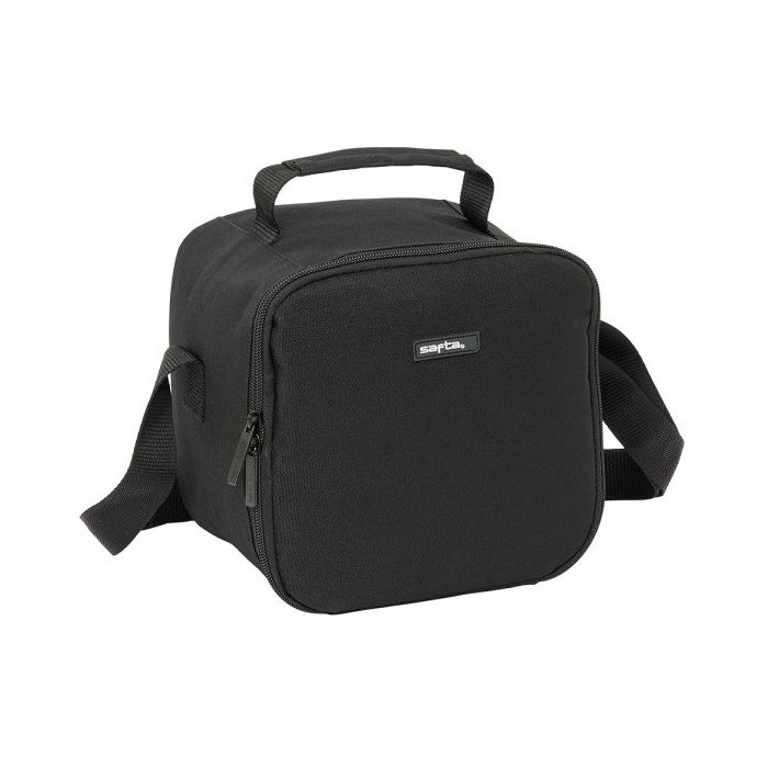 Safta Bolsa Isotermica Porta Alimentos 4.4L - Interior Forrado de Aluminio - Bandolera Ajustable - Repelente al Agua - Asa Superior - 200x150x200mm - Color Negro